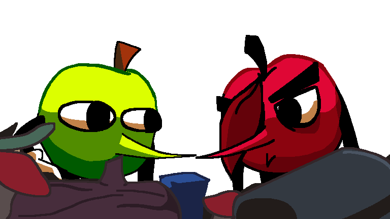 Crisp & Crab contemplating a pile of trash
